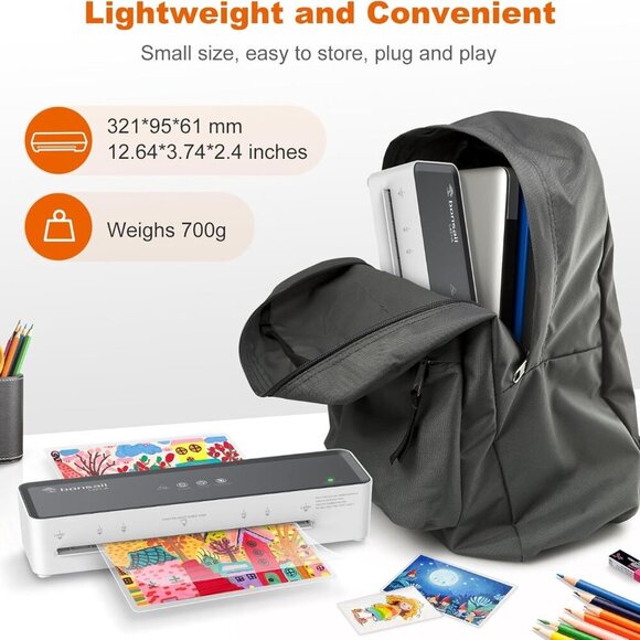 Laminator Machine with 5 Laminating Sheets, 9 Inch Thermal Laminating Machine fo - Picture 2 of 7